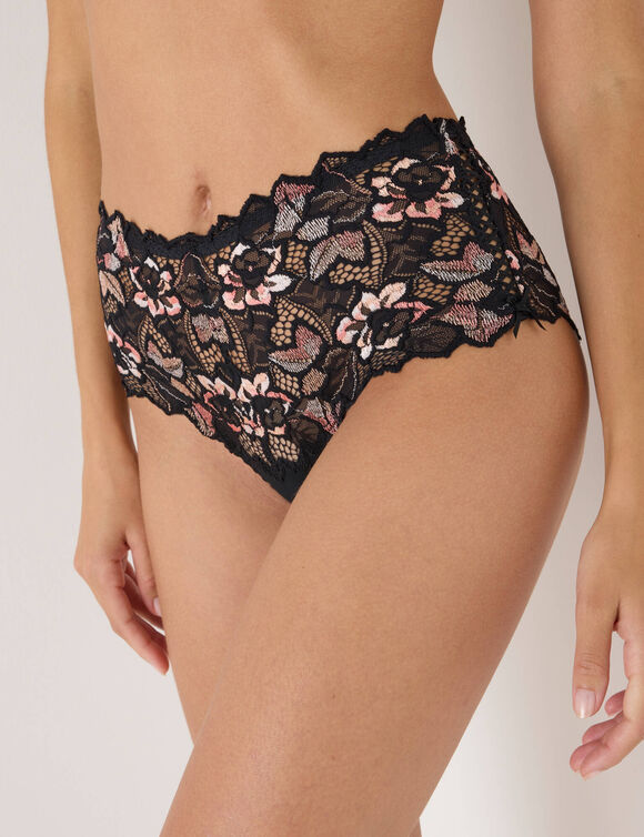 Culotte haute dentelle bicolore Arum Cabaret (noir)