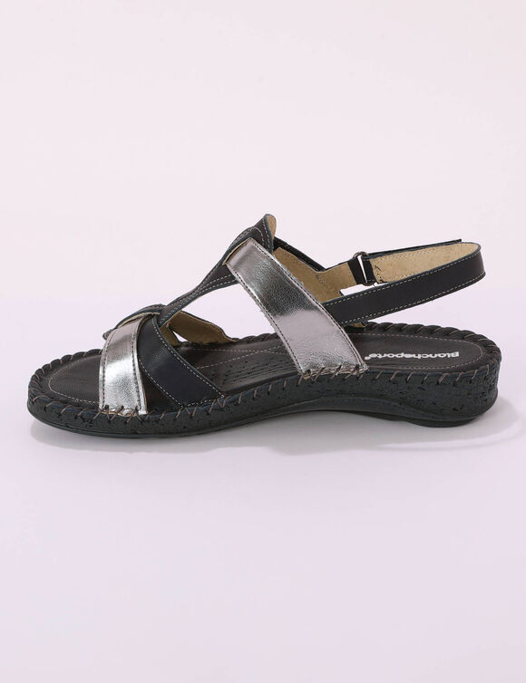 Sandales bicolores en cuir extra souple (marine)