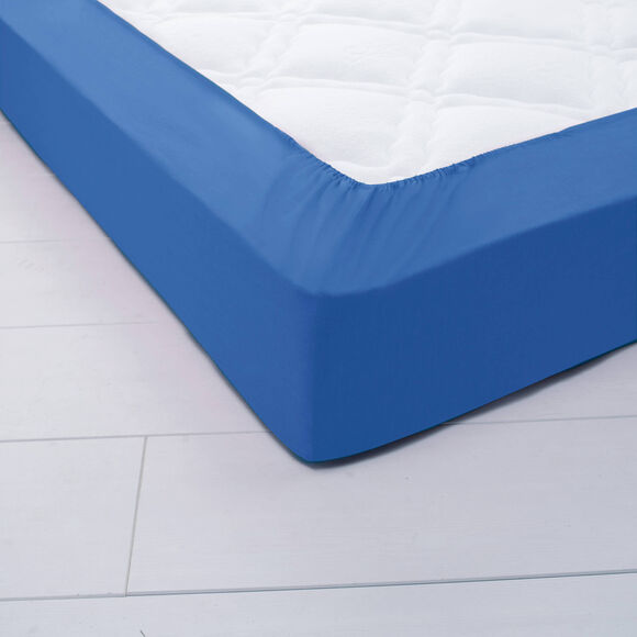 Effen hoeslaken van jersey met rand van 26 cm (oceaanblauw)