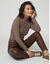 Pull col roul&eacute;, maille c&ocirc;tel&eacute;e (taupe)