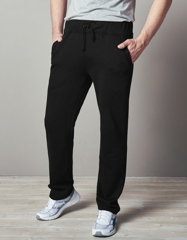 Joggingbroek in molton met rechte pijponderkanten (zwart)
