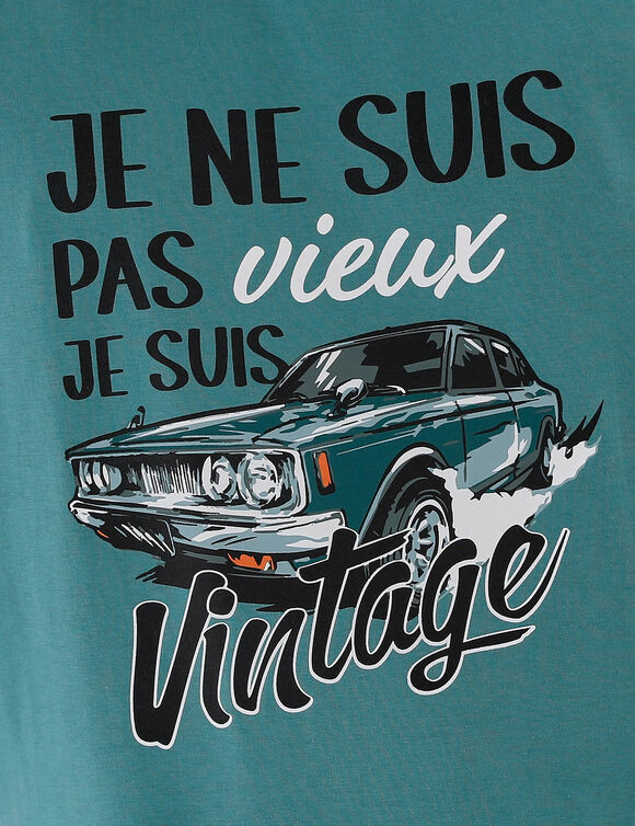 Maxi T-shirt pyjama imprim&eacute; "vintage" (bleu vert)