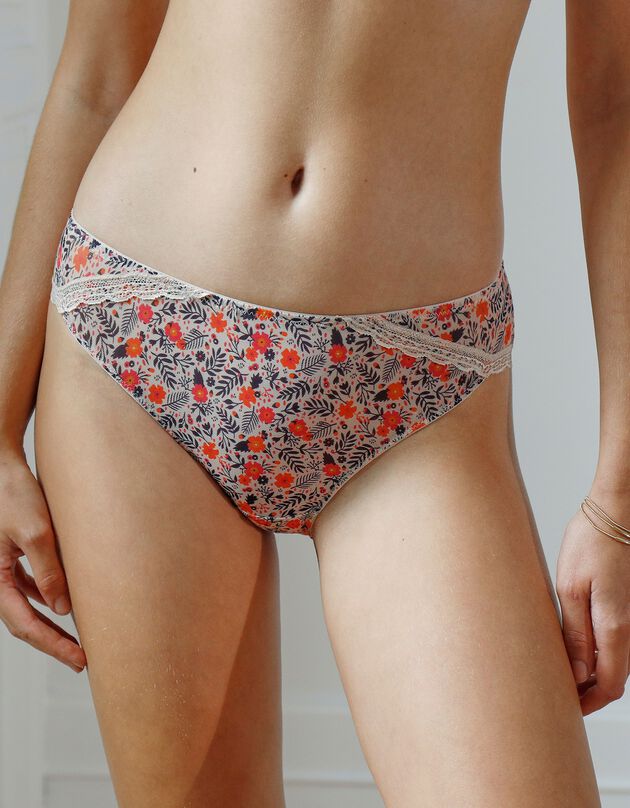 Midislip in tule met bloemenprint Wono (schelpen)