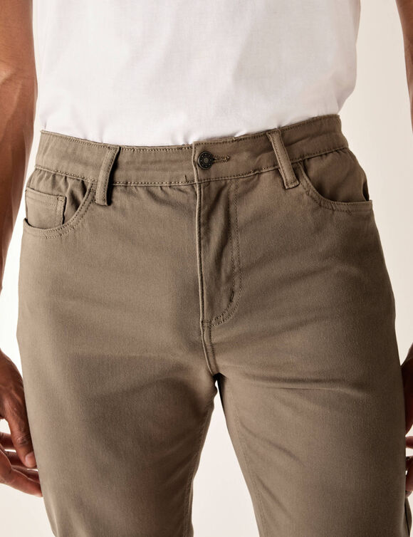 Pantalon 5 poches confort ceinture élastiquée gabardine - L32 (beige foncé)
