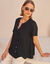 Bloes met knopen en korte 'vlinder' mouwen (zwart)