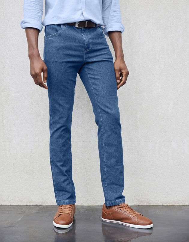 Jeans met elastische taille - binnenpijpl. 82 cm (stone)