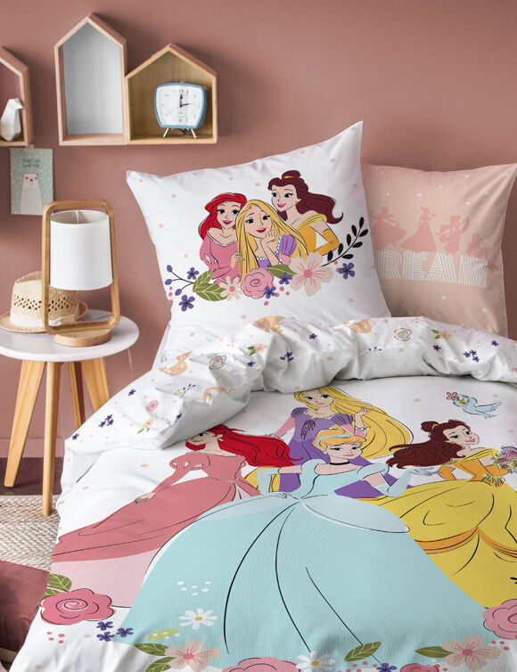 Parure de lit Princesses Disney® coton (blanc / rose)