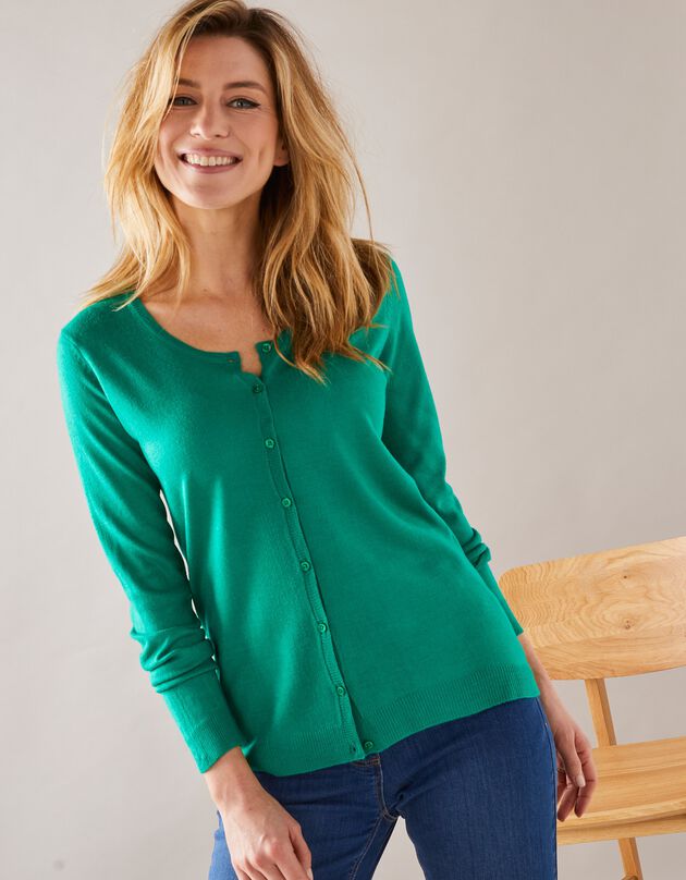 Effen cardigan met kasjmiertouch (appelgroen)