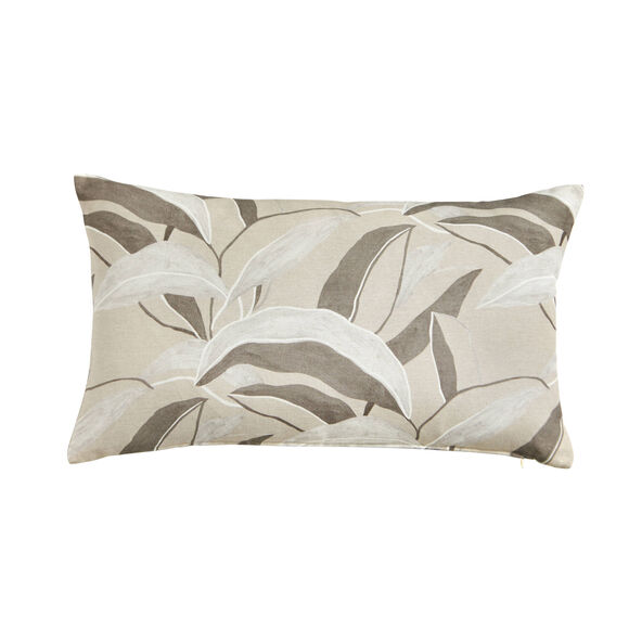 Kussenhoes met bladerenprint - set van 2 (zandkleur)
