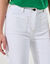 Broek in twill, ruim model met hoge taille, kleine lengte (wit)