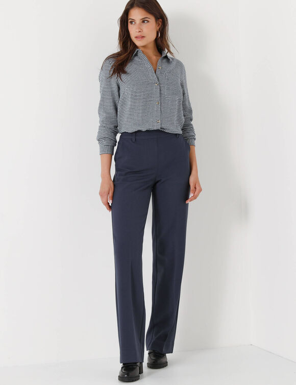 Pantalon élégant droit, uni (marine)