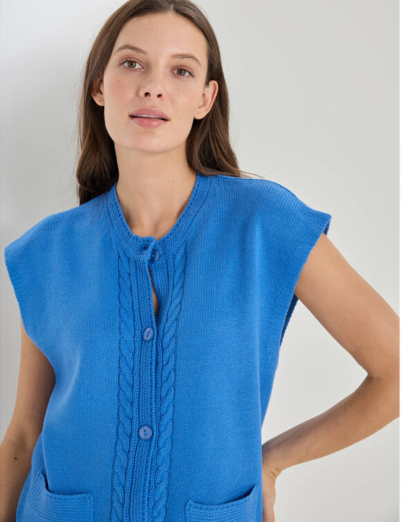 Gilet sans manches boutonn&eacute; (bleu)