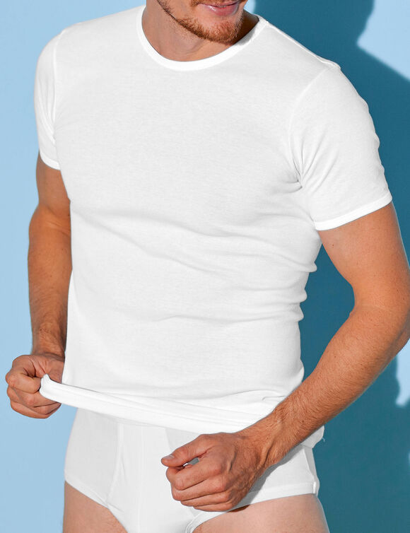 Tee-shirt sous-v&ecirc;tement homme ras de cou - lot de 2 (blanc)