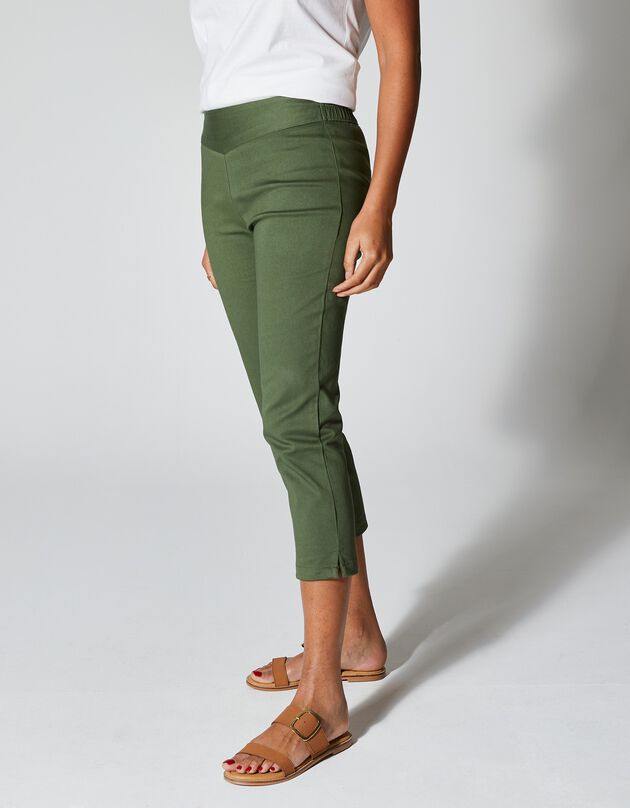 3/4-broek in stretchstof - 'platte buik'-effect (kaki)