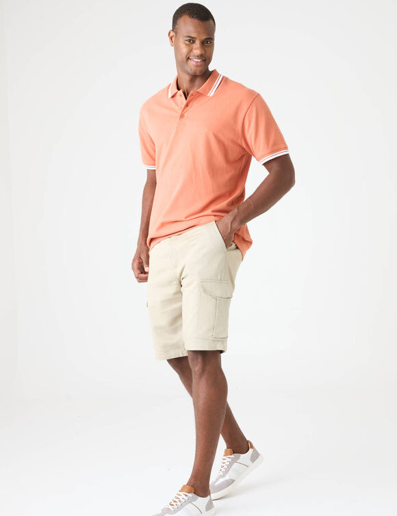 Polo maille piqu&eacute;e confort manches courtes  (melon)