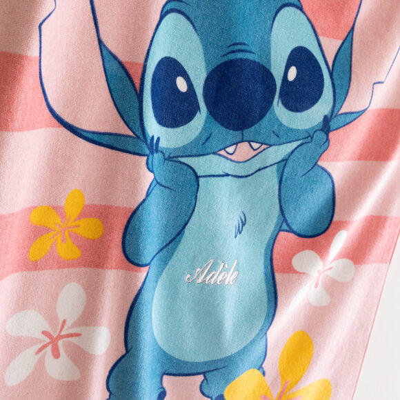 Drap de bain enfant Stitch® personnalisé éponge et velours coton - 320g/m² (rose)