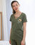 T- shirt pyjama manches courtes motif floral imprim&eacute;  (kaki)