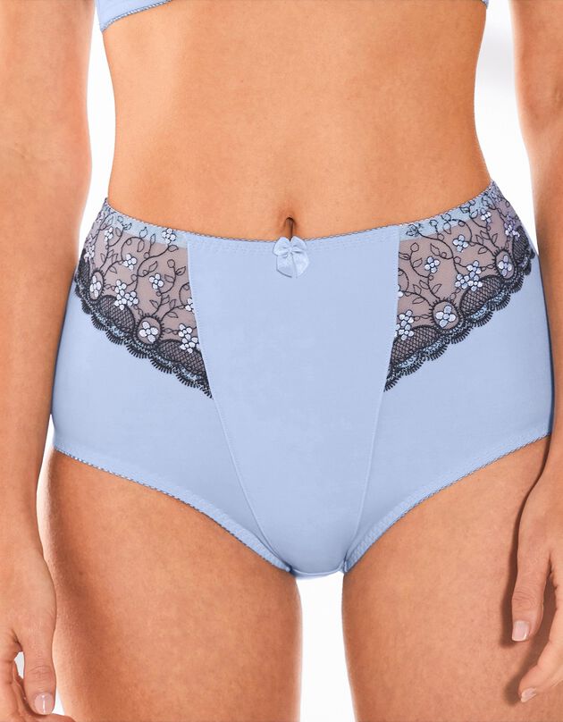 Gaineslip in microvezel en geborduurde tule Caminata (korenbloem)