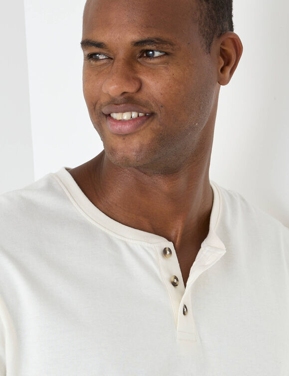 T-shirt Henley confort manches courtes - coton biologique(**) (&eacute;cru)