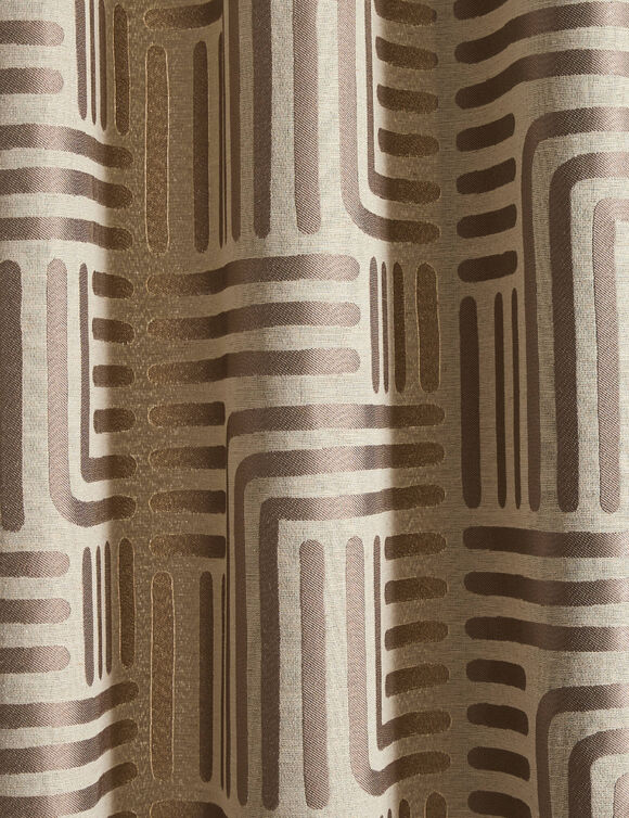 Gordijn in jacquard met lijnenprint (taupe)