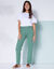 Effen mom fit broek in katoen-linnen (celadon)