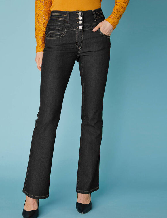 Jeans in bootcutmodel met hoge taille - binnenpijplengte 75 cm (black)