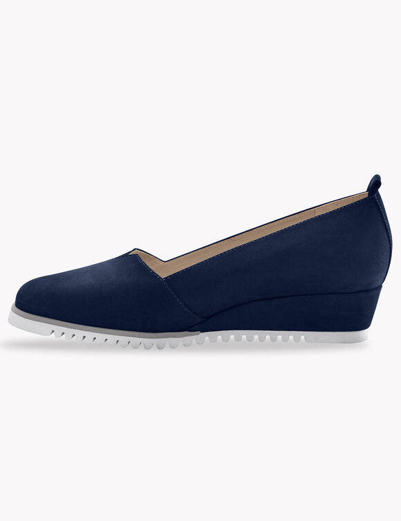 Leren ballerina's met sleehak - marine (marine)