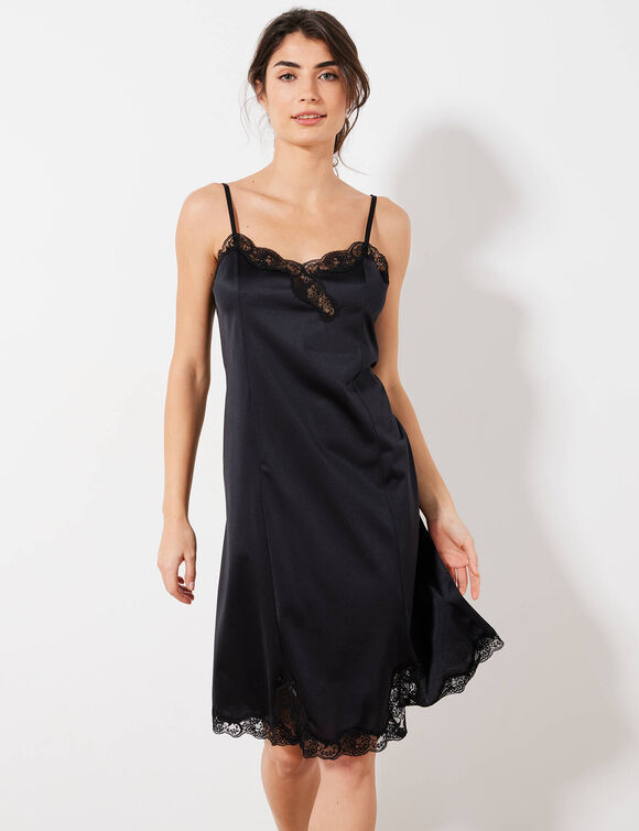 Fond de robe en satin antistatique  (noir)