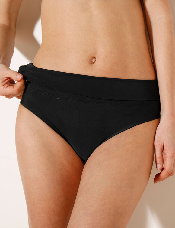 Slip de bain uni sculptant Solaro - ceinture modulable (noir)