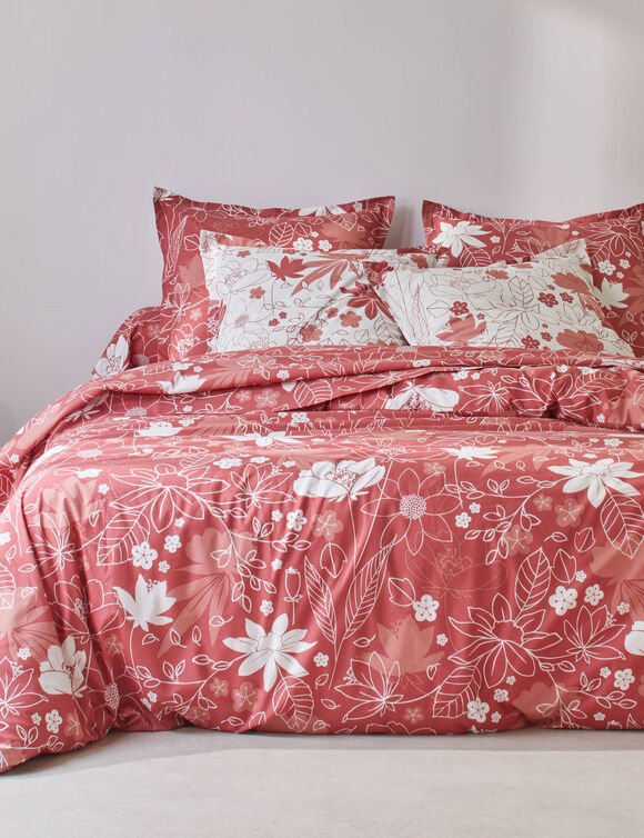 Linge de lit P&eacute;n&eacute;lope imprim&eacute; - coton 57 fils/cm&sup2; (bois de rose)