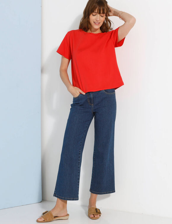 T-shirt "loose" en coton, uni (coquelicot)