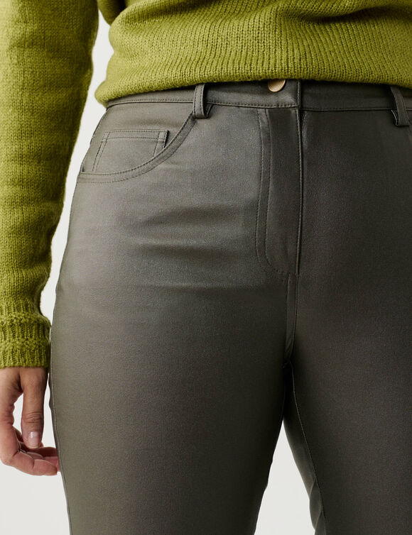 Pantalon droit enduit (kaki)