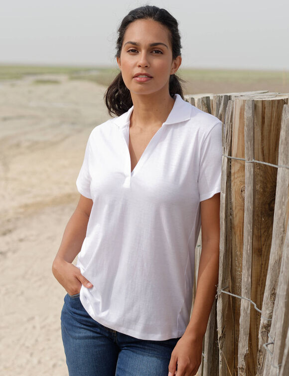 Polo met korte mouwen in jerseytricot (wit)