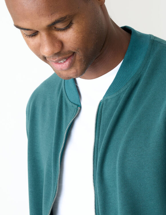 Sweat col bomber enti&egrave;rement zipp&eacute; uni (vert sapin)
