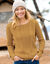 Pull col rond, maille torsadée (curry)