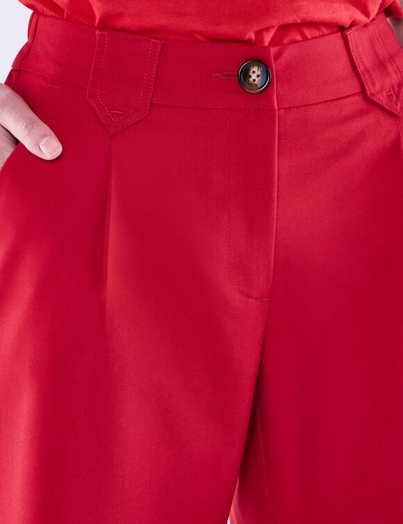 Pantalon droit large, uni (rouge)