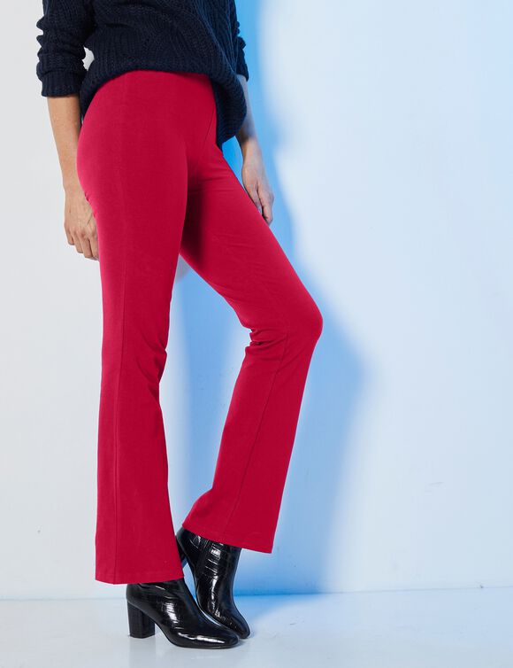 Legging bootcut uni, taille élastiquée (prune)