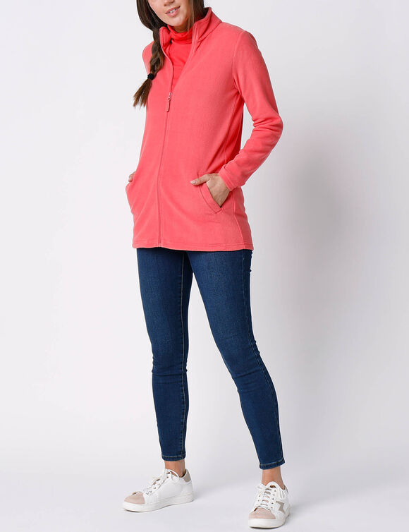 Veste zipp&eacute;e maille polaire, manches longues (corail fonc&eacute;)