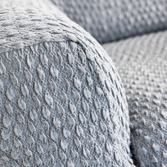 Housse gaufr&eacute;e bi-extensible canap&eacute; fauteuil accoudoirs (gris)