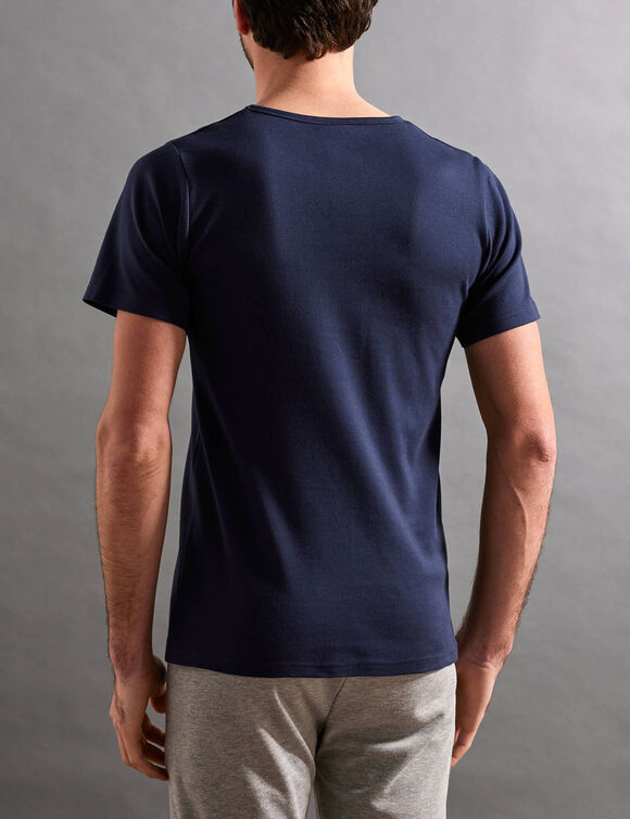 T-shirt sous-v&ecirc;tement homme col rond manches courtes chaleur douce - lot de 2 (marine)
