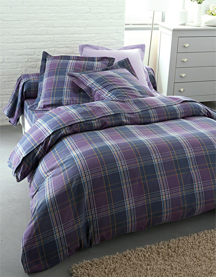 Bedlinnen in flanel Scott, ingeweven motieven, aubergine Bedlinnen in flanel Scott, ingeweven motieven, aubergine, hi-res image number 0