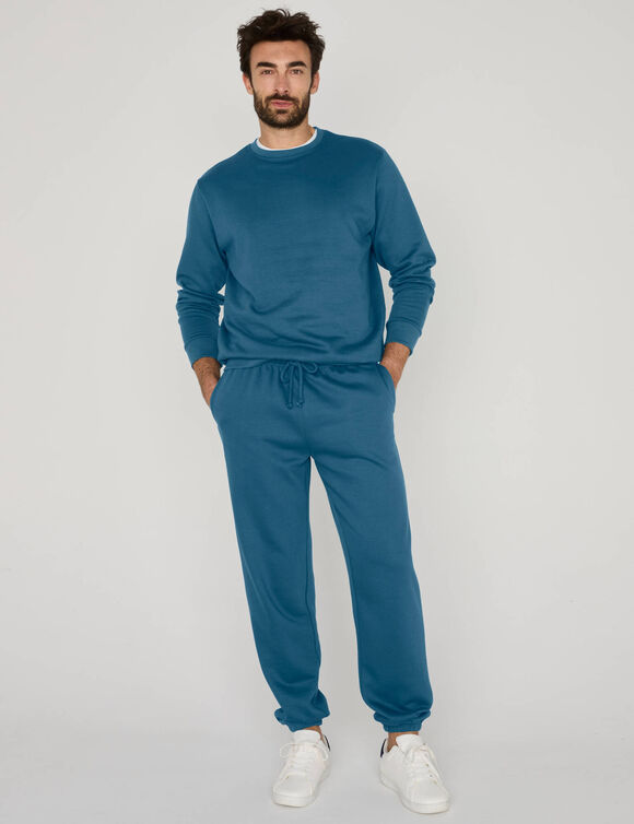 Pantalon jogging molleton bas &eacute;lastiqu&eacute; (bleu p&eacute;trole)