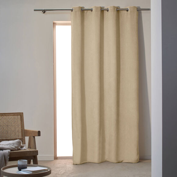 Rideau velours c&ocirc;tel&eacute; (beige)