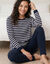 Gestreept molton-pyjama met legging (marine / ecru)