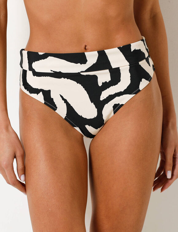 Culotte de bain ceinture modulable, imprim&eacute; Navio (noir / &eacute;cru)