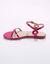 Platte metallic sandalen (roze)