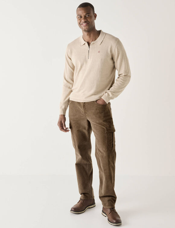 Pantalon cargo velours fines côtes élastiqué côtés - entrej. 82 cm (taupe)