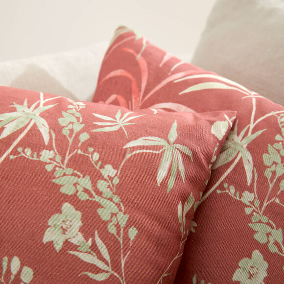 Housse de coussin imprim&eacute; feuillage - lot de 2 (rose blush)