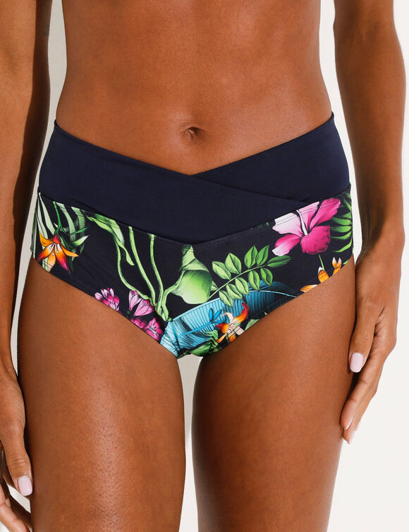 Hoge bikinislip Banna (marine / veelkleurig)