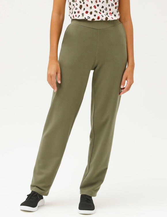 Pantalon coupe large molleton taille &eacute;lastiqu&eacute;e (kaki)